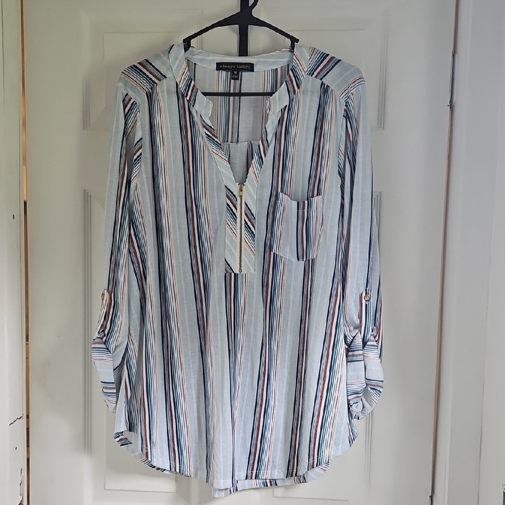 Striped Button-Up Blouse